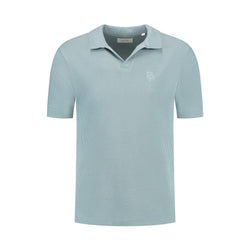 Initials Waffle Polo Blue Grey-Pure Path-Mansion Clothing