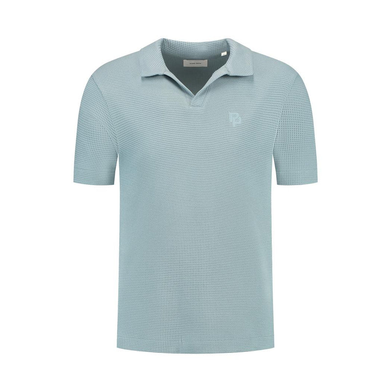 Initials Waffle Polo Blue Grey-Pure Path-Mansion Clothing
