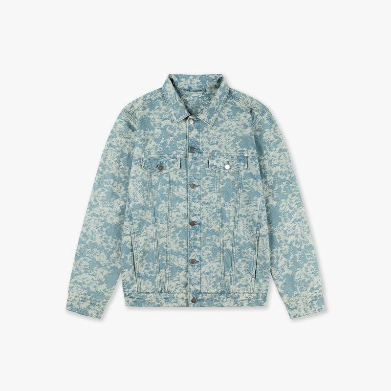 Jacquard Camo Denim Jacket Light Blue