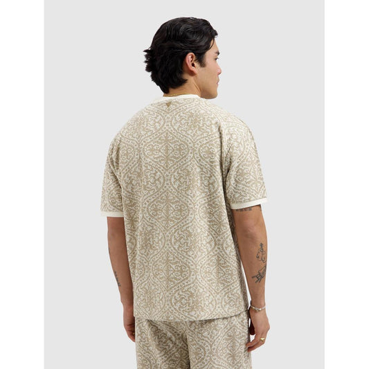 Jacquard Pattern T-shirt Sand-Pure Path-Mansion Clothing