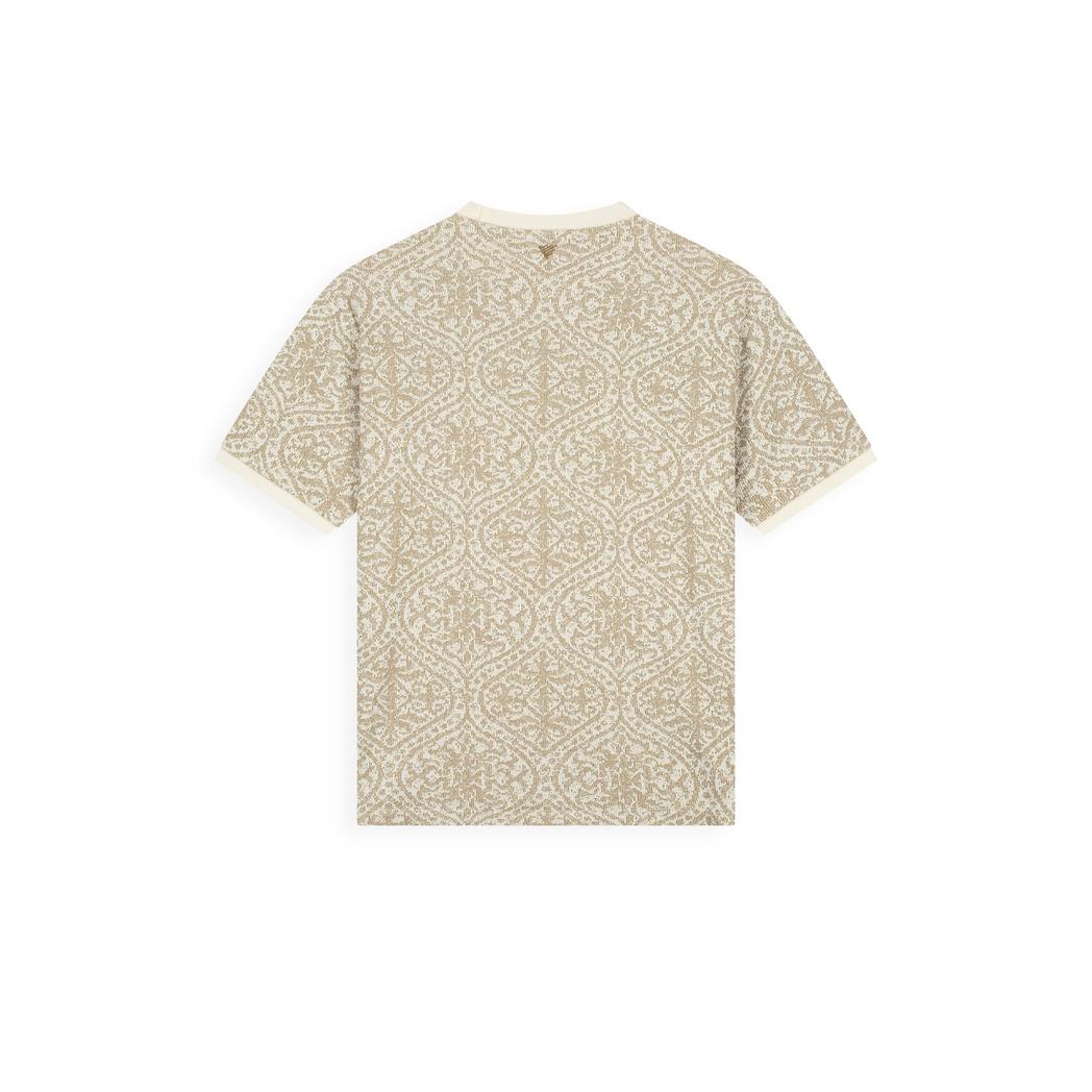 Jacquard Pattern T-shirt Sand-Pure Path-Mansion Clothing