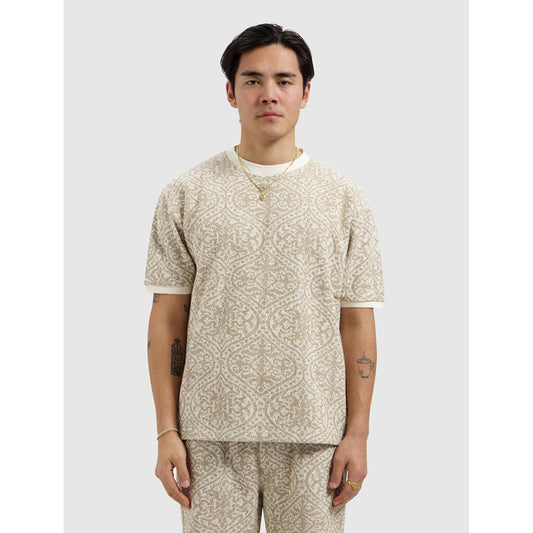 Jacquard Pattern T-shirt Sand-Pure Path-Mansion Clothing