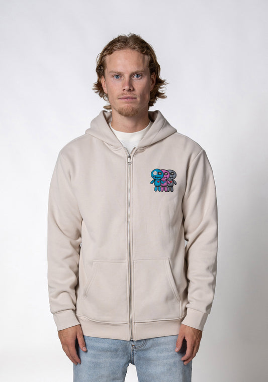 Juba Zipped Hoodie Light Grey-wrong friends-Mansion Clothing