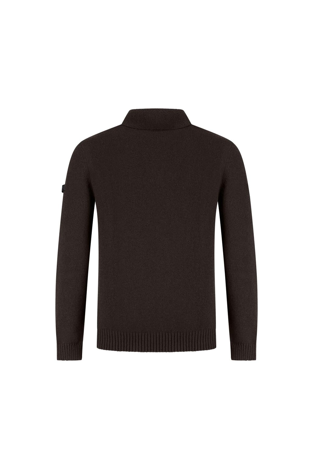 Knitted Bouclé Longsleeve Polo Brown-Malelions Premium-Mansion Clothing