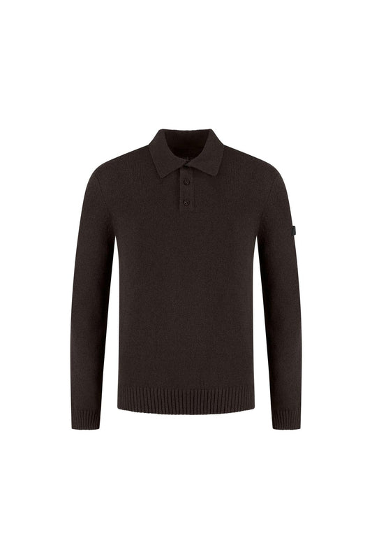 Knitted Bouclé Longsleeve Polo Brown-Malelions Premium-Mansion Clothing