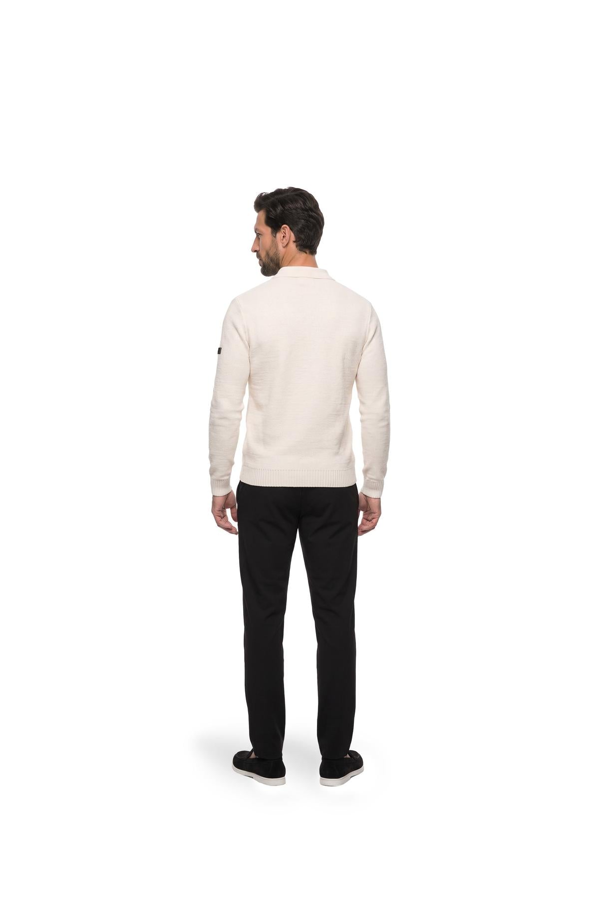Knitted Bouclé Longsleeve Polo Off-White-Malelions Premium-Mansion Clothing