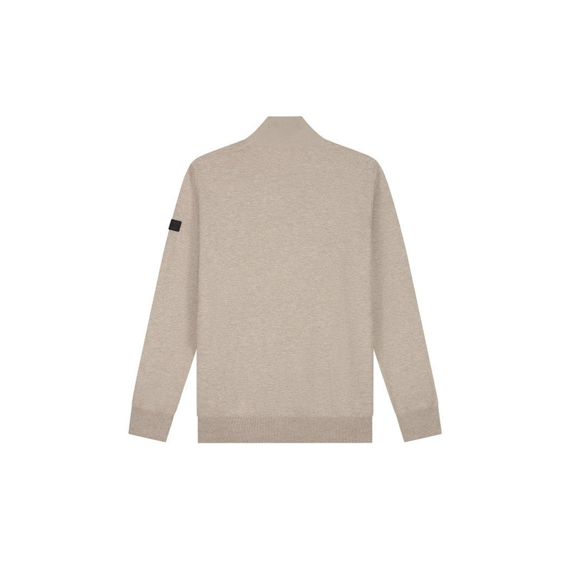 Knitted Quarter Zip Taupe-Malelions-Mansion Clothing