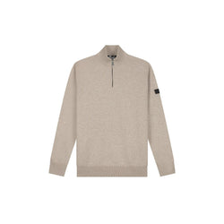 Knitted Quarter Zip Taupe-Malelions-Mansion Clothing
