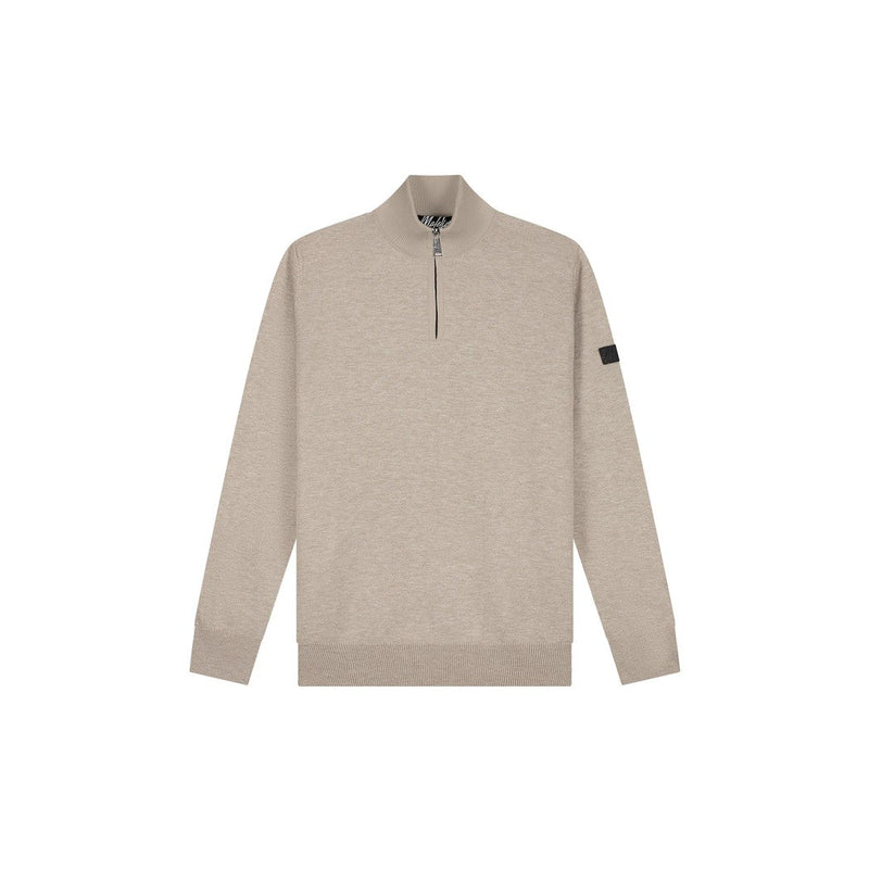Knitted Quarter Zip Taupe-Malelions-Mansion Clothing