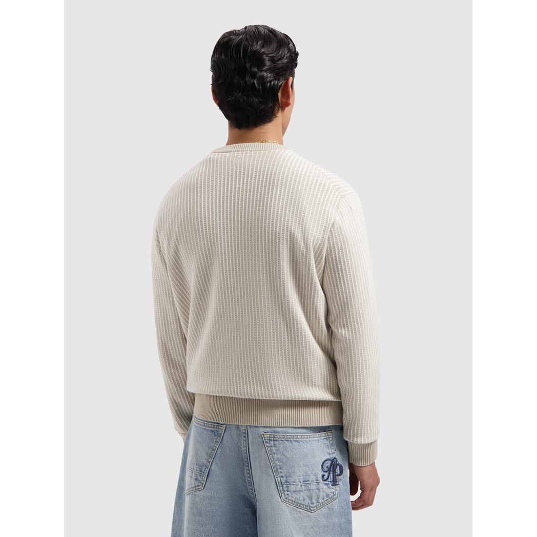 Ladder Stitch Knitted Crewneck Sand
