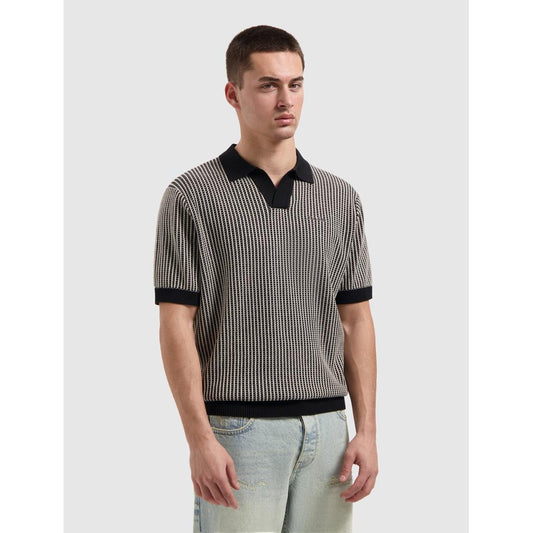 Ladder Stitch Knitted Polo Black