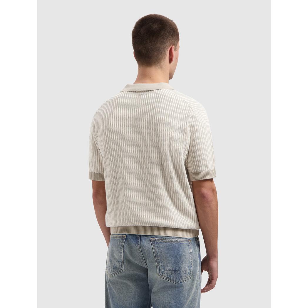 Ladder Stitch Knitted Polo Sand