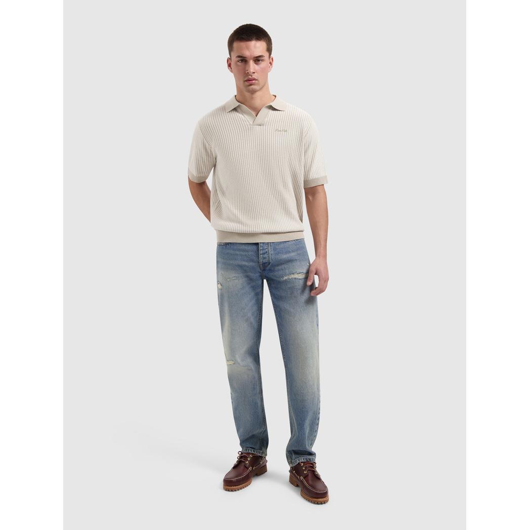 Ladder Stitch Knitted Polo Sand