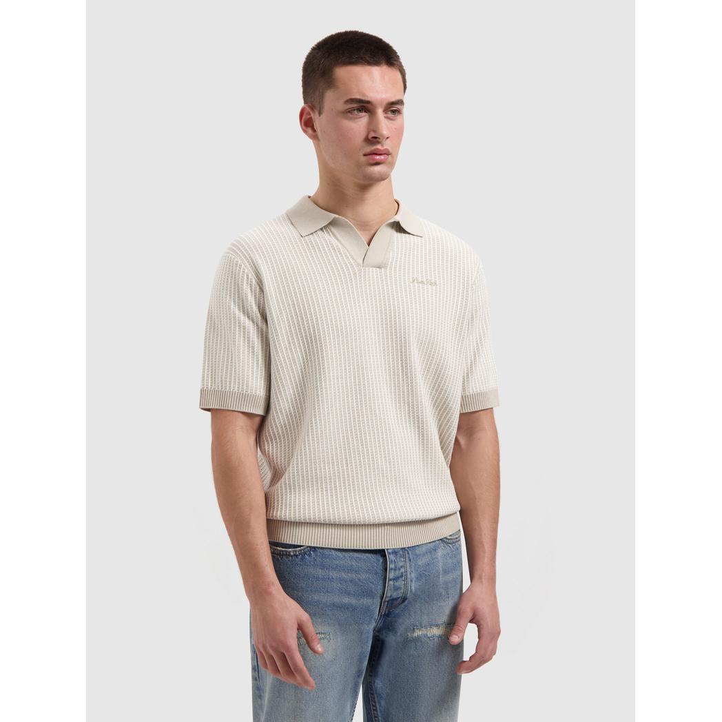 Ladder Stitch Knitted Polo Sand