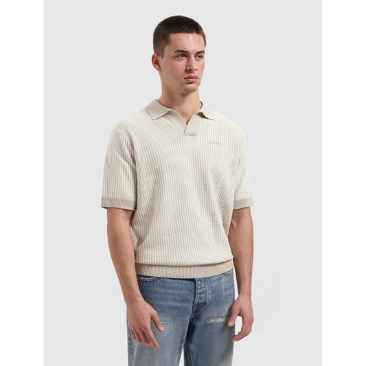 Ladder Stitch Knitted Polo Sand