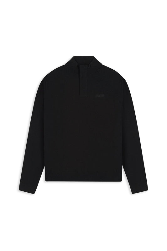Light weight Hidden Half-zip Knit Black-Pure Path-Mansion Clothing