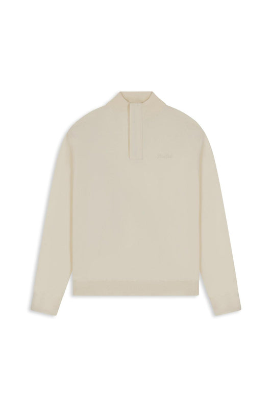 Light weight Hidden Half-zip Knit Ecru-Pure Path-Mansion Clothing