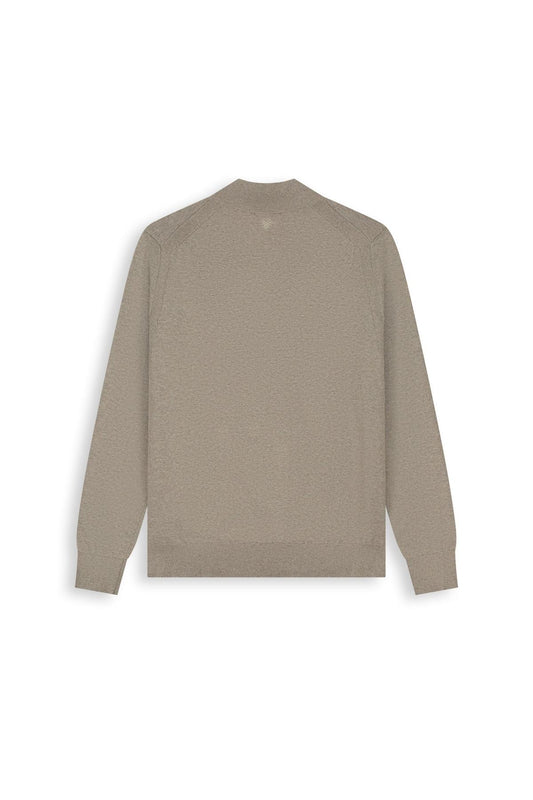 Light weight Hidden Half-zip Knit Taupe Melange-Pure Path-Mansion Clothing