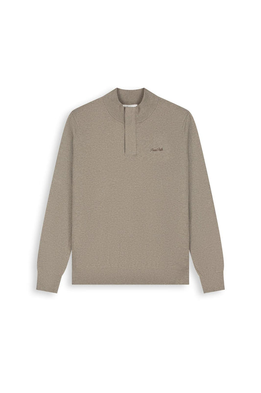 Light weight Hidden Half-zip Knit Taupe Melange-Pure Path-Mansion Clothing