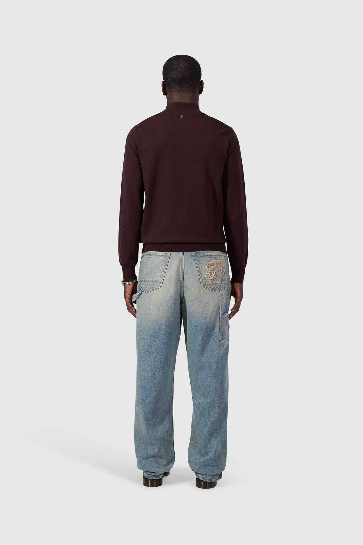 Light weight Hidden Half-zip Knit Wine Red