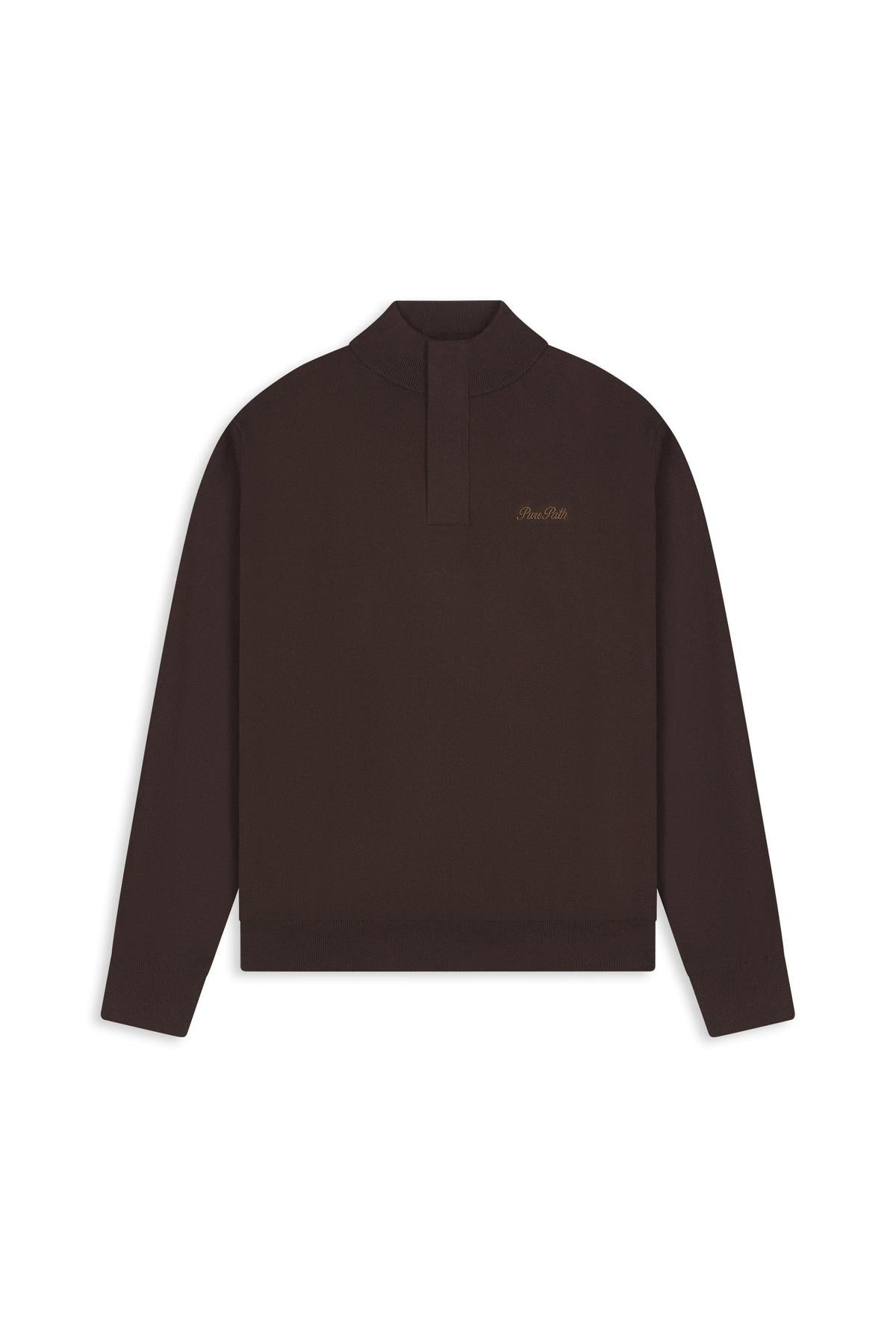 Light weight Hidden Half-zip Knit Wine Red