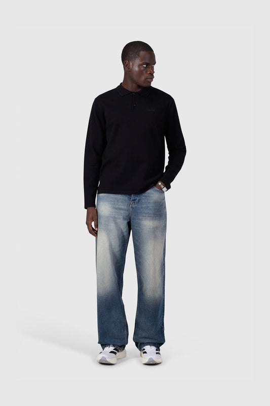 Light weight Knit Polo Black-Pure Path-Mansion Clothing