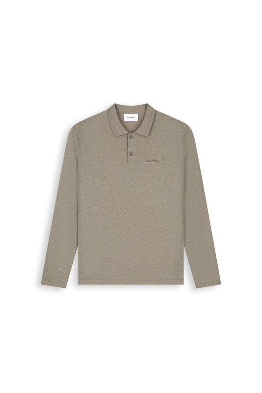 Light weight Knit Polo Taupe Melange-Pure Path-Mansion Clothing