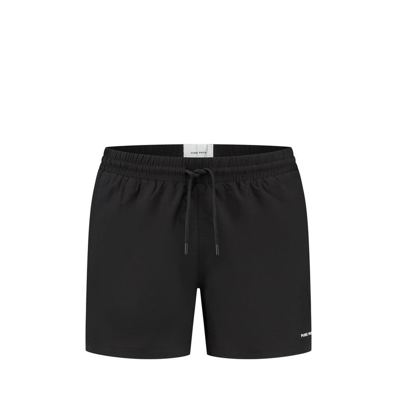 Logo Swim Shorts - Black-Pure Path-Mansion Clothing