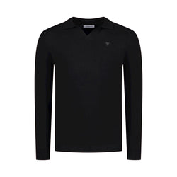 Long Sleeve Open Knit Polo-Purewhite-Mansion Clothing