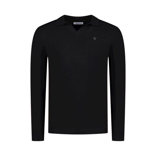 Long Sleeve Open Knit Polo-Purewhite-Mansion Clothing