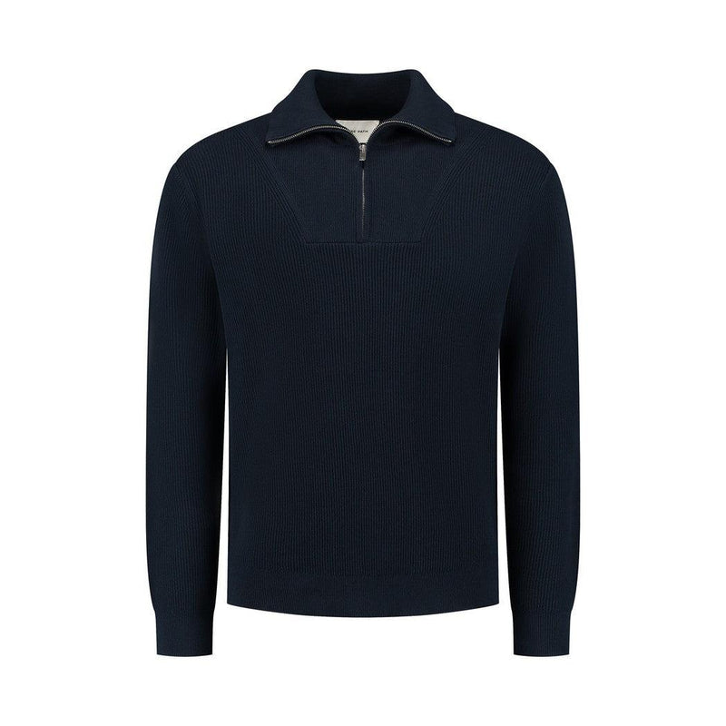 Loose fit Halfzip Knitwear Navy-Pure Path-Mansion Clothing