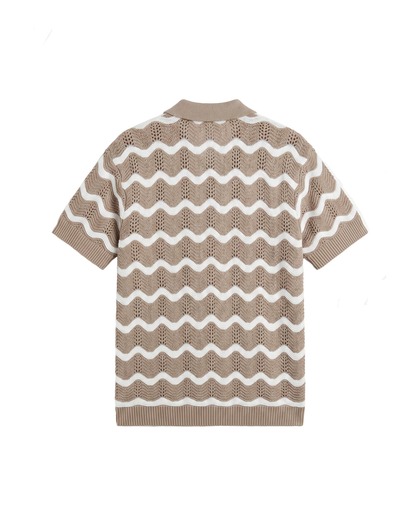 Wavy Crochet Knitted Shirt Taupe
