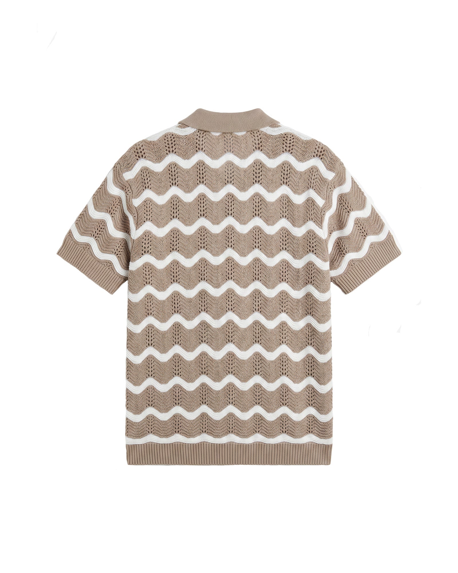 Wavy Crochet Knitted Shirt Taupe