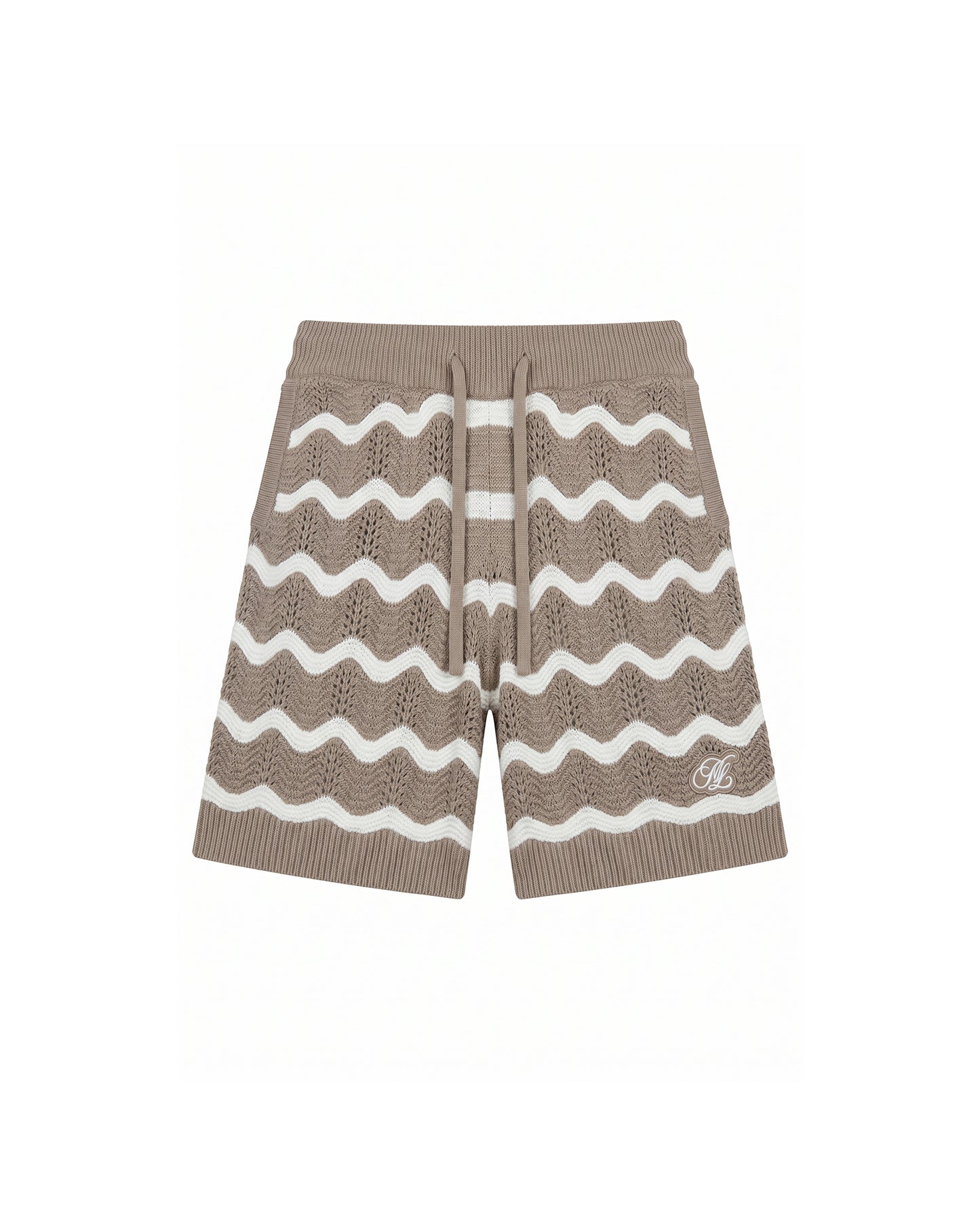 Wavy Crochet Knitted Shorts Taupe
