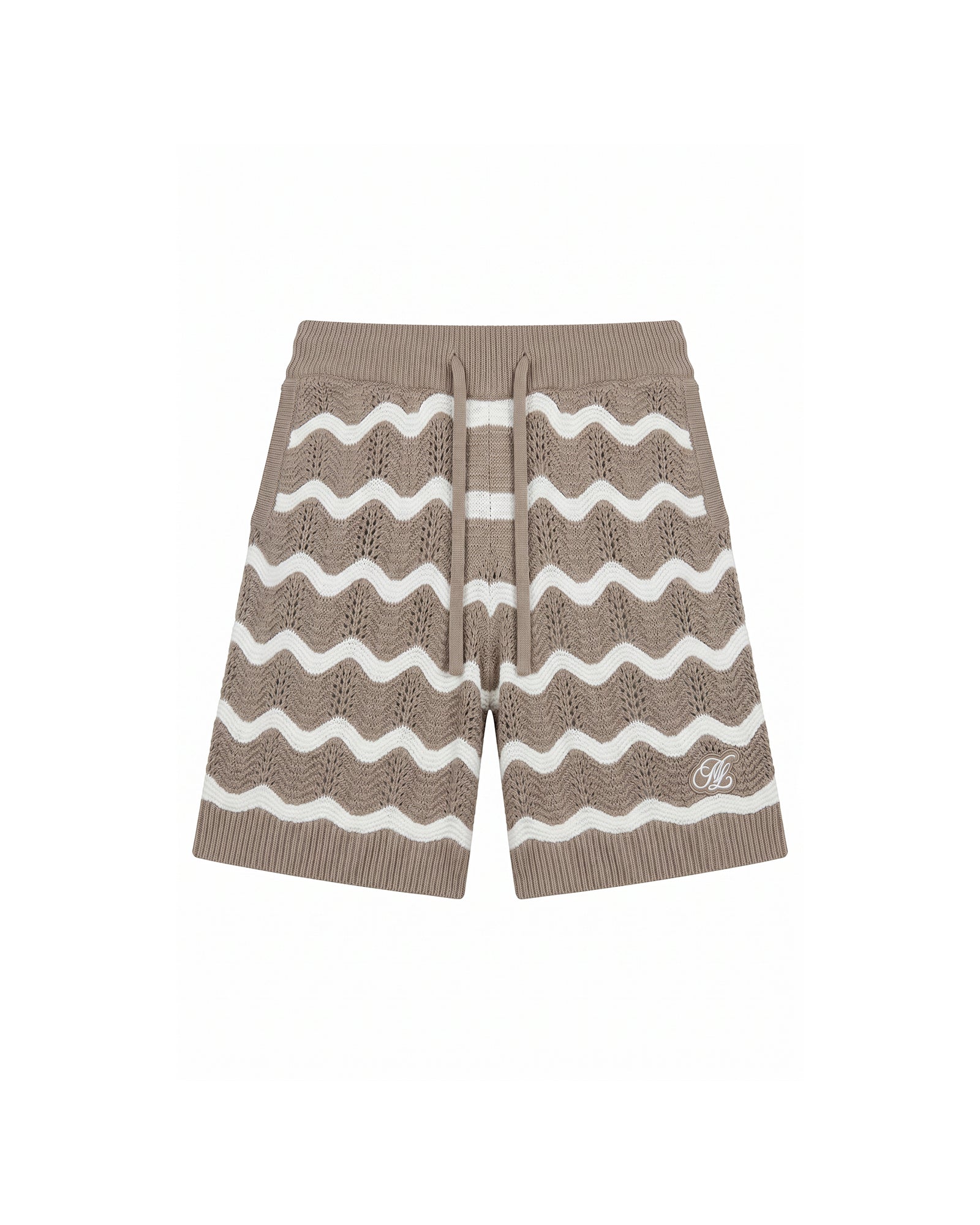 Wavy Crochet Knitted Shorts Taupe