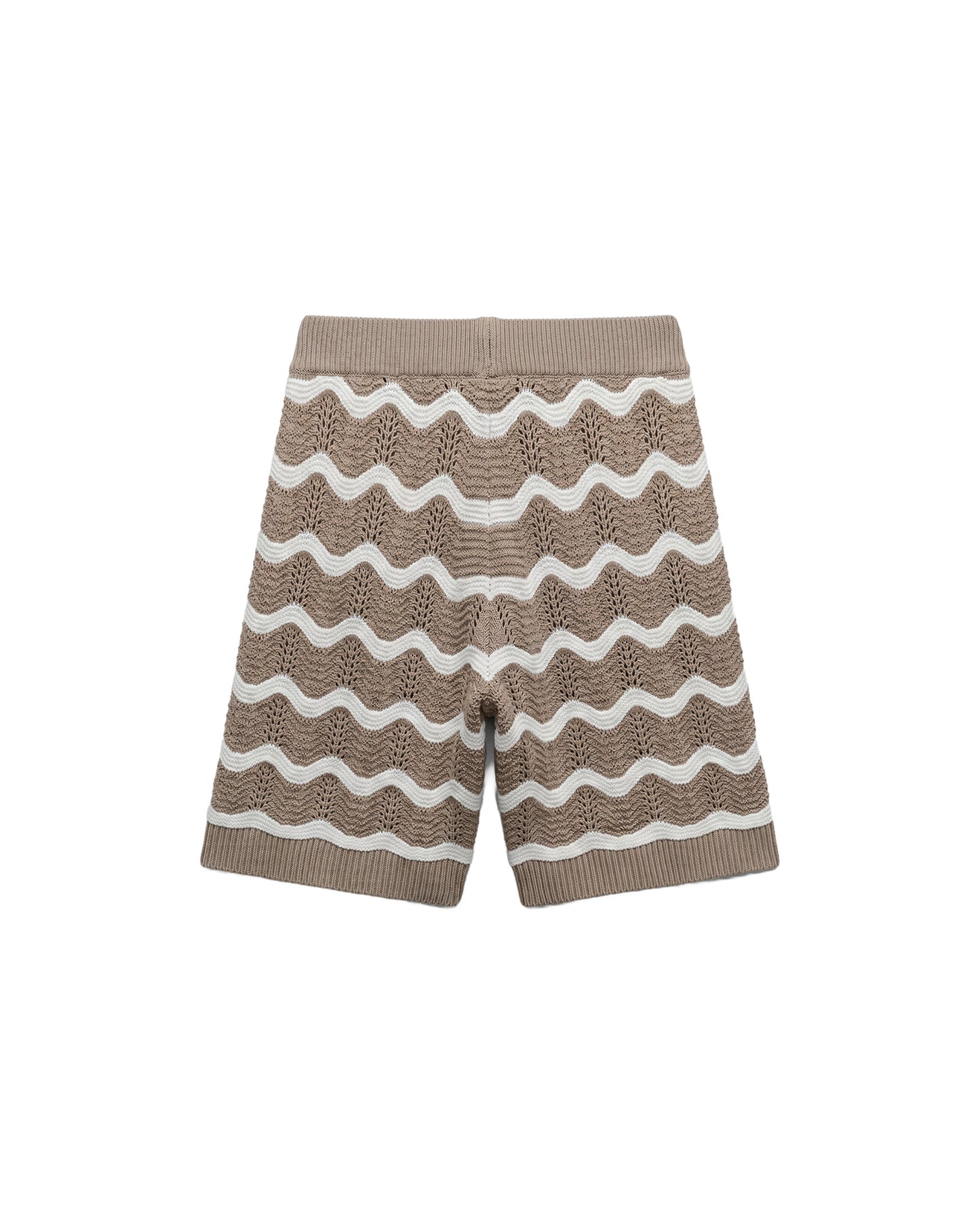 Wavy Crochet Knitted Shorts Taupe