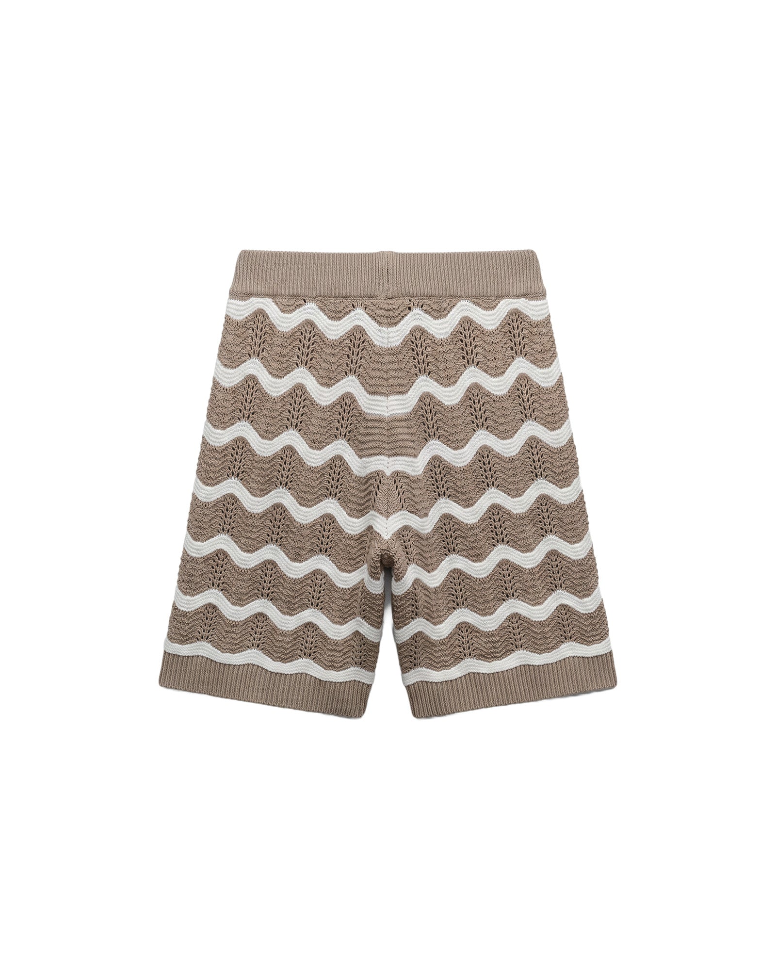 Wavy Crochet Knitted Shorts Taupe