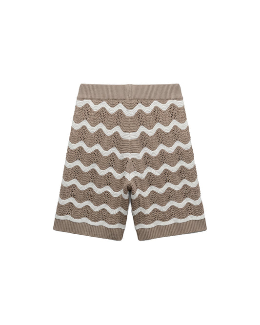Wavy Crochet Knitted Shorts Taupe