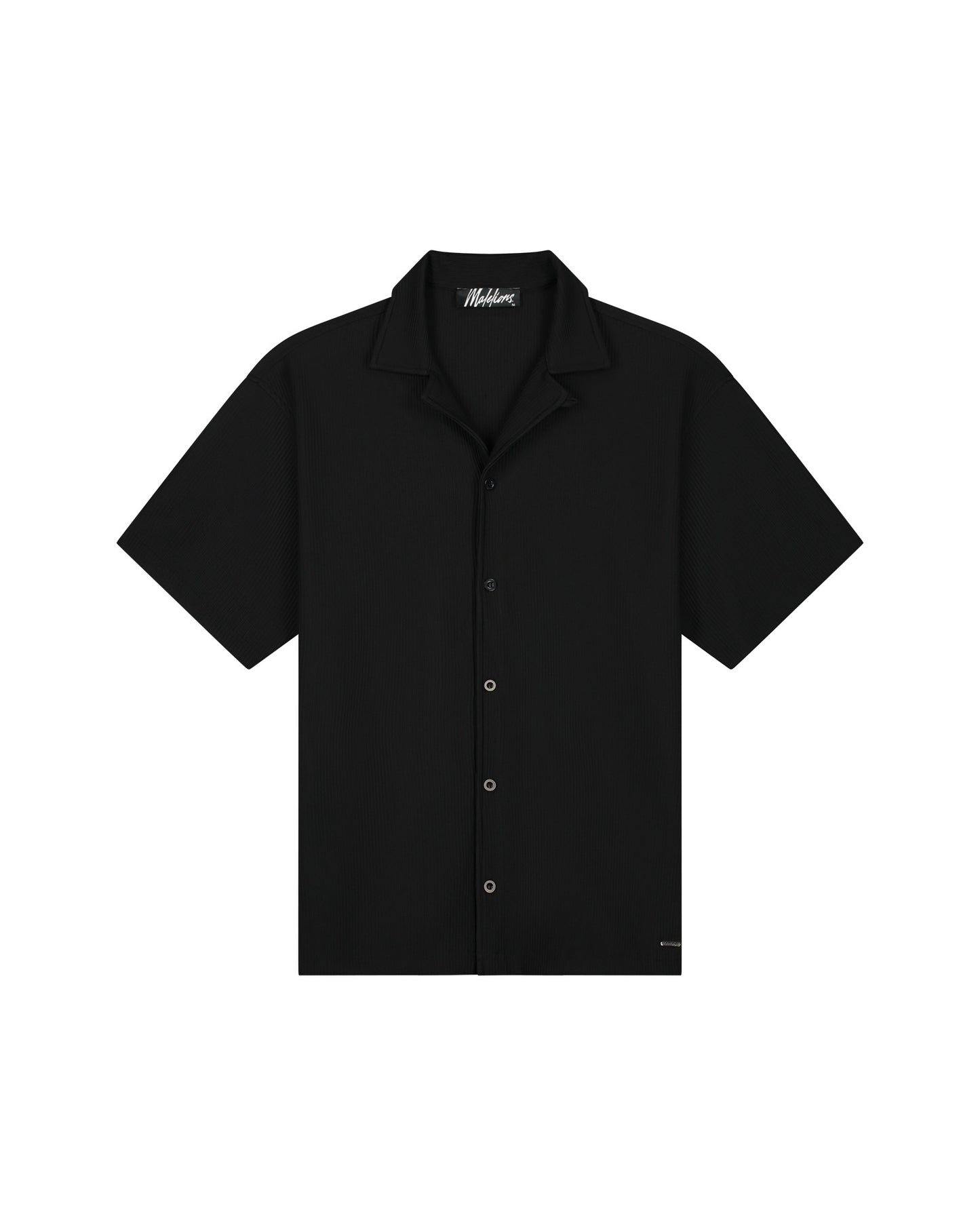 Ribbed Camp Collar Shirt Black