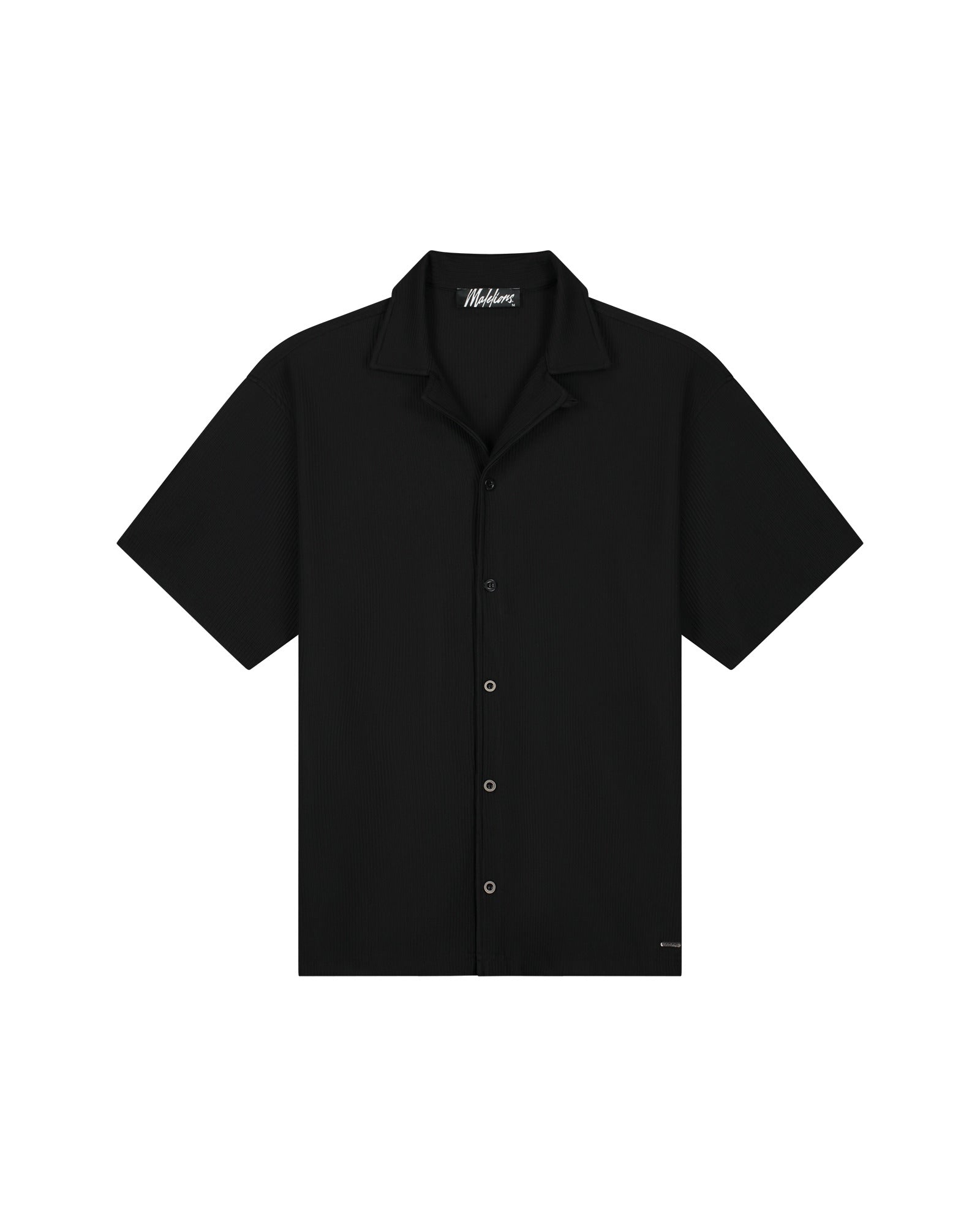 Ribbed Camp Collar Shirt Black