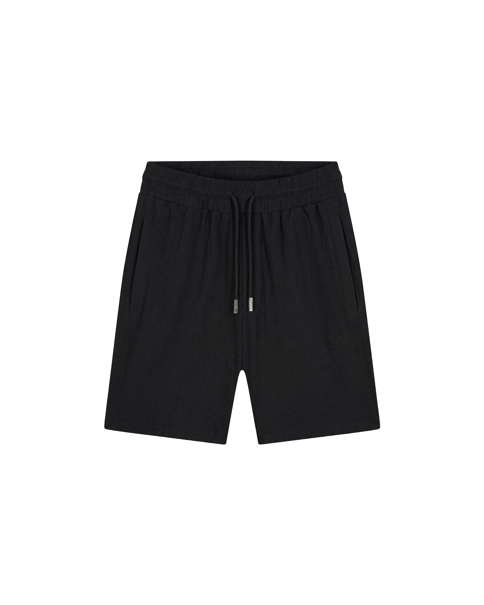 Emblem Seersucker Shorts Black
