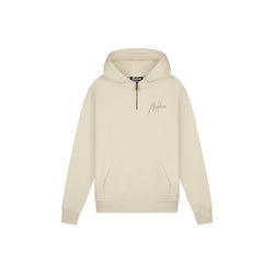 Malelions Men Striped Signature Half Zip Hoodie Beige