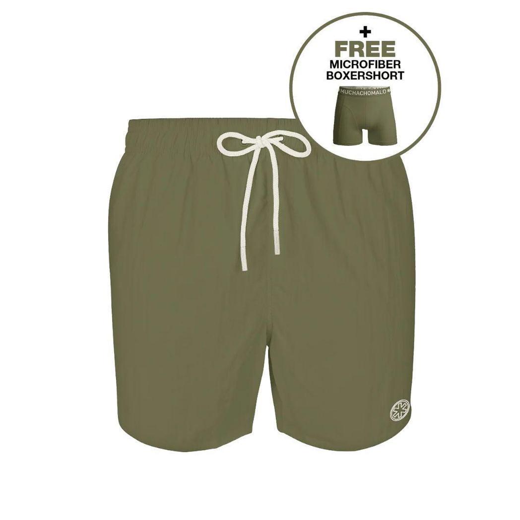 Men Swimshort Solid Olive Green-Muchachomalo-Mansion Clothing
