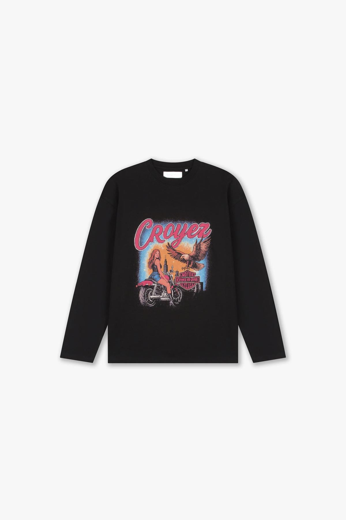Midnight Eagle Longsleeve T-Shirt Black-Croyez-Mansion Clothing