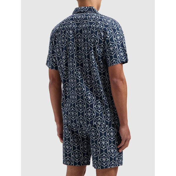 Monogram Shortsleeve Shirt- Navy-Pure Path-Mansion Clothing