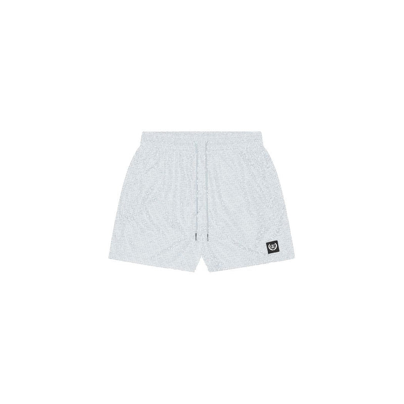 Monogram Swimshorts Light Blue/White-Quotrell-Mansion Clothing