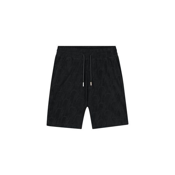 Monogram Towelling Shorts Black-Malelions-Mansion Clothing