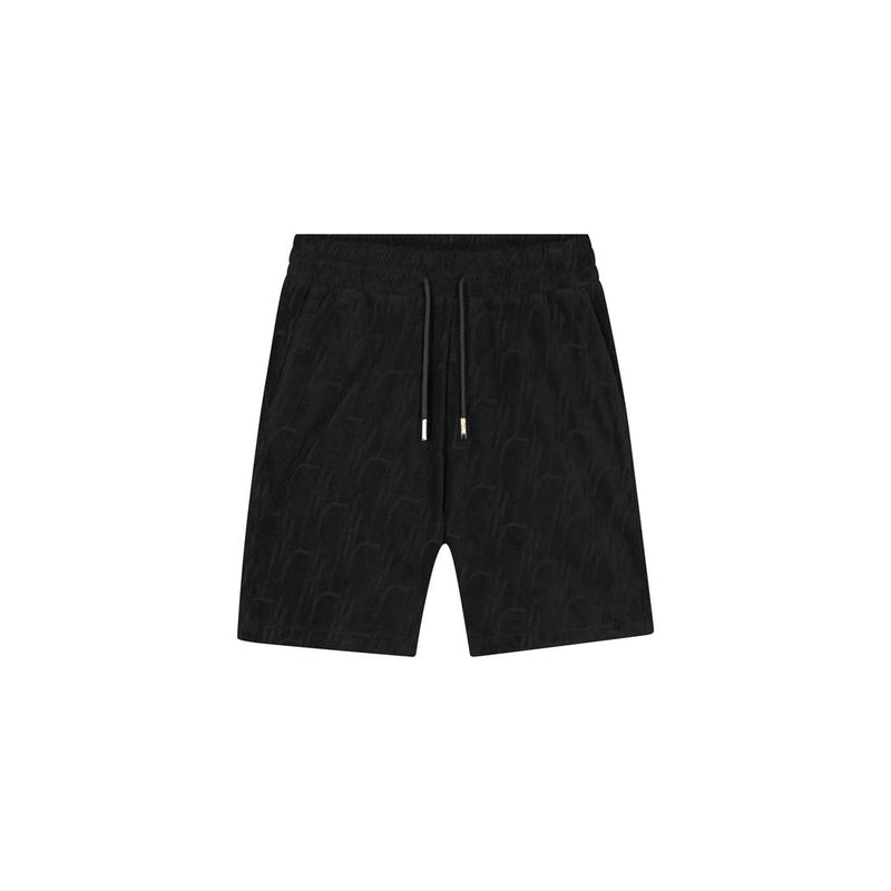 Monogram Towelling Shorts Black-Malelions-Mansion Clothing
