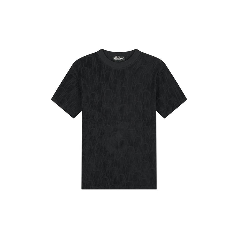 Monogram Towelling T-Shirt Black-Malelions-Mansion Clothing