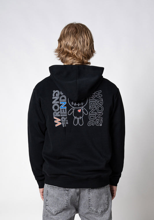 Nelson Half Zip Hoodie Black-wrong friends-Mansion Clothing